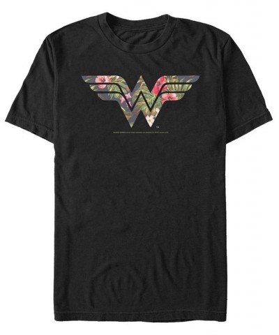 Men's Wonder Woman Wonder Woman Floral Short Sleeve T-shirt Black $14.00 T-Shirts