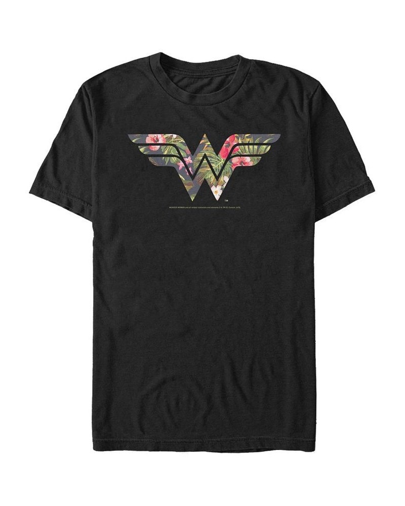 Men's Wonder Woman Wonder Woman Floral Short Sleeve T-shirt Black $14.00 T-Shirts