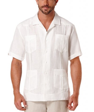 Men's Big & Tall Short-Sleeve 4-Pocket 100% Linen Guayabera Shirt Bright White $30.60 Shirts