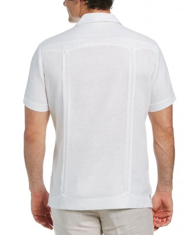 Men's Big & Tall Short-Sleeve 4-Pocket 100% Linen Guayabera Shirt Bright White $30.60 Shirts