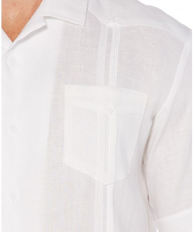 Men's Big & Tall Short-Sleeve 4-Pocket 100% Linen Guayabera Shirt Bright White $30.60 Shirts