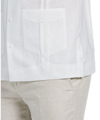 Men's Big & Tall Short-Sleeve 4-Pocket 100% Linen Guayabera Shirt Bright White $30.60 Shirts