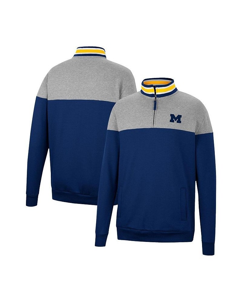 Men's Navy, Heather Gray Michigan Wolverines Be the Ball Quarter-Zip Top $33.60 Sweatshirt