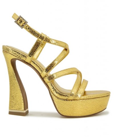 Women's Allen Strappy Platform Sandals Gold $67.05 Shoes