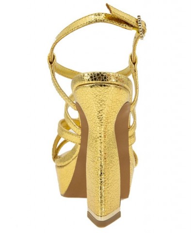 Women's Allen Strappy Platform Sandals Gold $67.05 Shoes