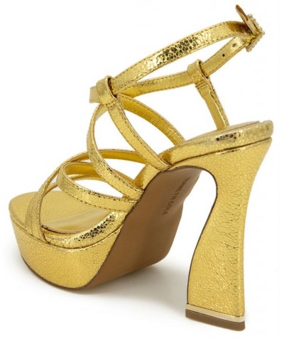 Women's Allen Strappy Platform Sandals Gold $67.05 Shoes