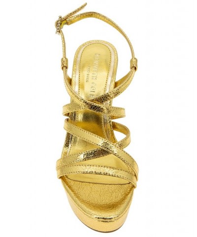 Women's Allen Strappy Platform Sandals Gold $67.05 Shoes