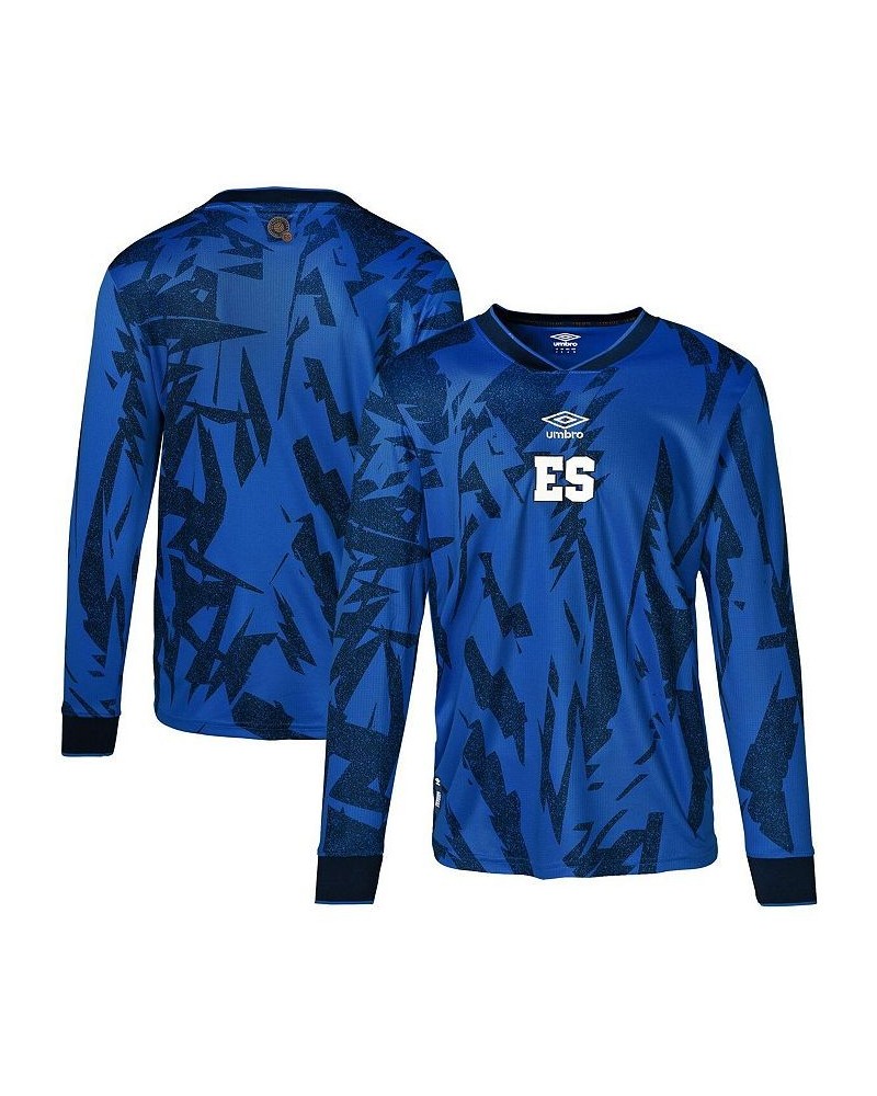 Men's Blue El Salvador National Team 2023 Home Replica Long Sleeve Jersey $60.00 Jersey