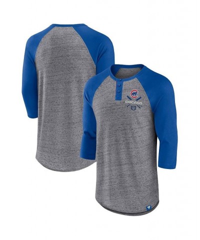 Men's Branded Heathered Gray, Royal Chicago Cubs Iconic Above Heat Speckled Raglan Henley 3/4 Sleeve T-shirt $18.80 T-Shirts