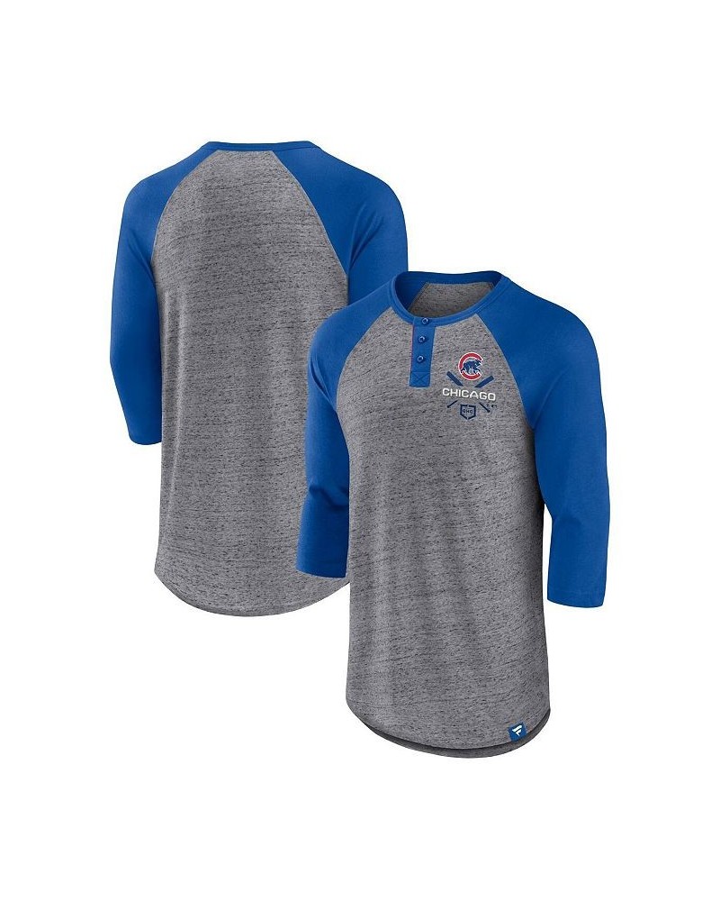 Men's Branded Heathered Gray, Royal Chicago Cubs Iconic Above Heat Speckled Raglan Henley 3/4 Sleeve T-shirt $18.80 T-Shirts