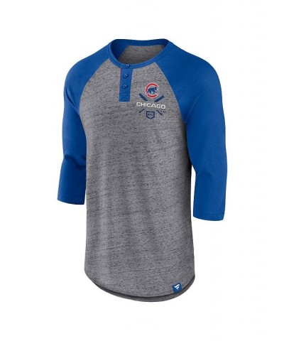 Men's Branded Heathered Gray, Royal Chicago Cubs Iconic Above Heat Speckled Raglan Henley 3/4 Sleeve T-shirt $18.80 T-Shirts