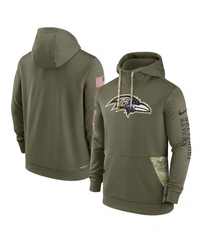 Men's Olive Baltimore Ravens 2022 Salute to Service Therma Performance Pullover Hoodie $39.60 Sweatshirt