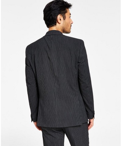 Men's Slim-Fit Double-Breasted Pinstripe Suit Separates Black $46.20 Suits