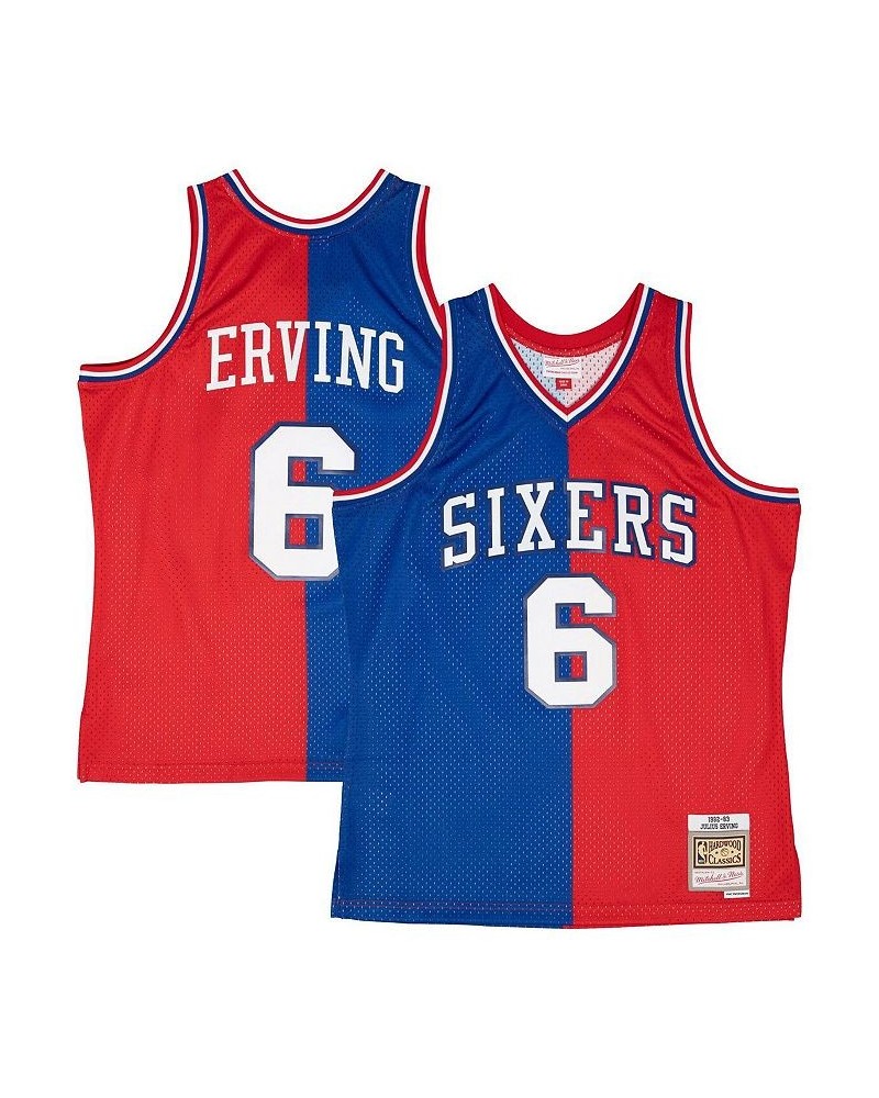 Men's Julius Erving Royal, Red Philadelphia 76ers Hardwood Classics 1982-83 Split Swingman Jersey $44.40 Jersey