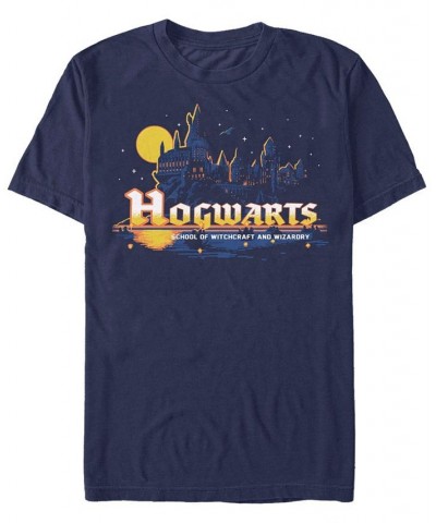 Men's Navy Hogwarts Short Sleeve Crew T-shirt Blue $18.89 T-Shirts