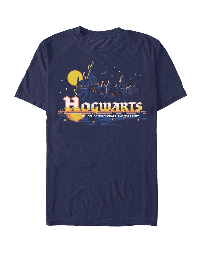 Men's Navy Hogwarts Short Sleeve Crew T-shirt Blue $18.89 T-Shirts