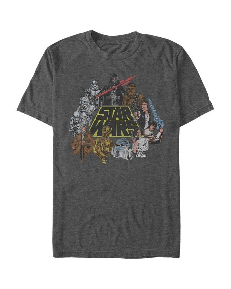 Star Wars Men's Classic Group Cartoon Logo Short Sleeve T-Shirt Gray $20.99 T-Shirts