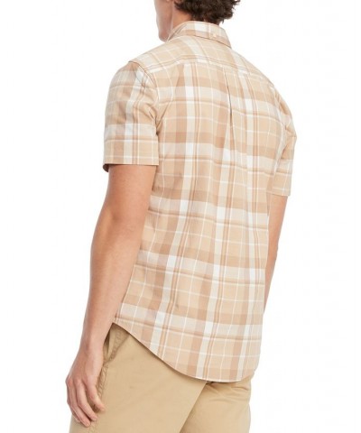 Men's Marley Plaid Regular Fit Short Sleeve Woven Shirt Brown $38.16 Shirts