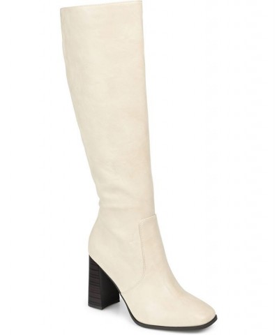 Women's Karima Extra Wide Calf Boots White $60.20 Shoes