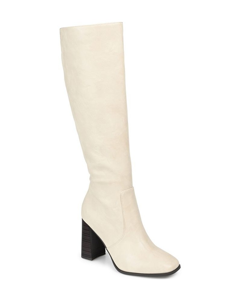 Women's Karima Extra Wide Calf Boots White $60.20 Shoes