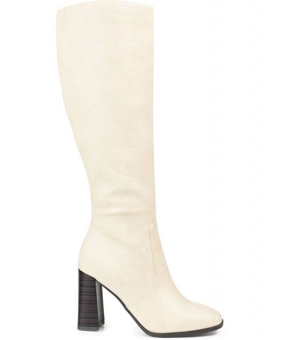 Women's Karima Extra Wide Calf Boots White $60.20 Shoes