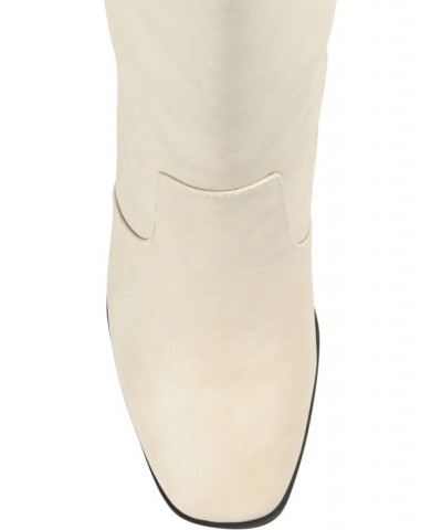 Women's Karima Extra Wide Calf Boots White $60.20 Shoes