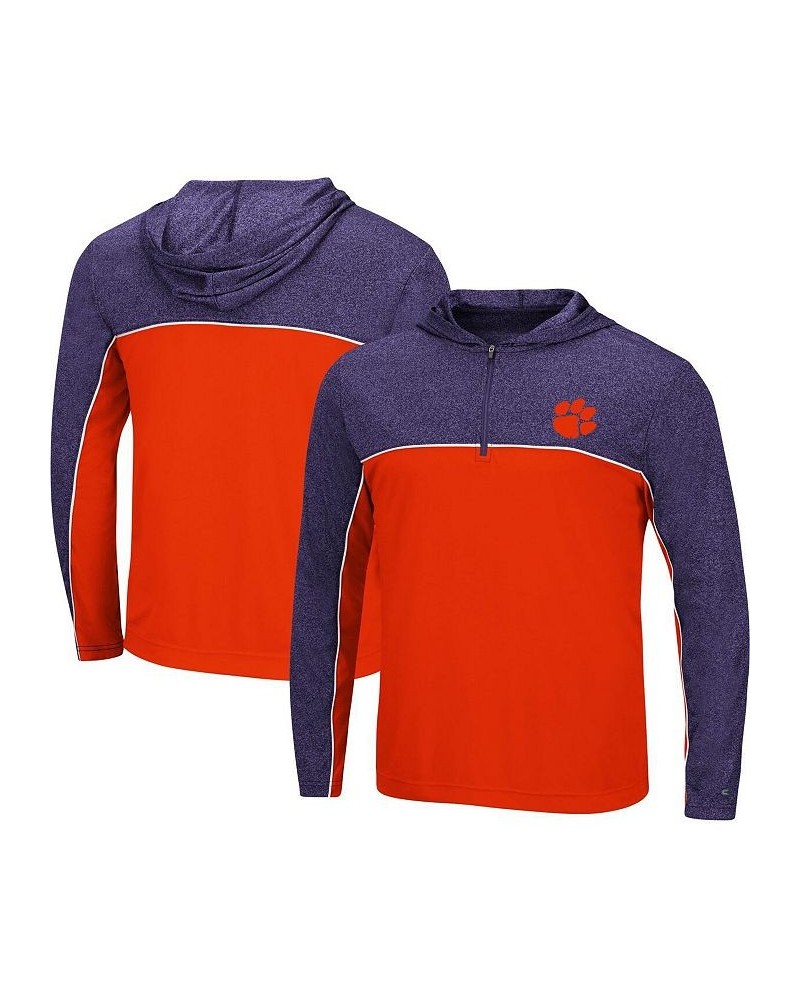 Men's Orange, Heathered Purple Clemson Tigers Flick Quarter-Zip Hoodie Windshirt $35.39 Sweatshirt