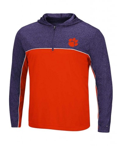 Men's Orange, Heathered Purple Clemson Tigers Flick Quarter-Zip Hoodie Windshirt $35.39 Sweatshirt