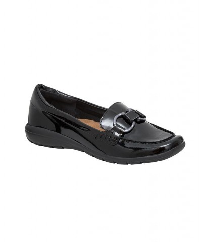 Women's Avienta Slip-on Casual Flat Loafers Black $45.39 Shoes