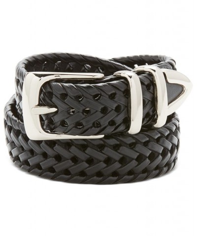 Men's Leather Big and Tall Braided Belt BLACK $16.95 Belts