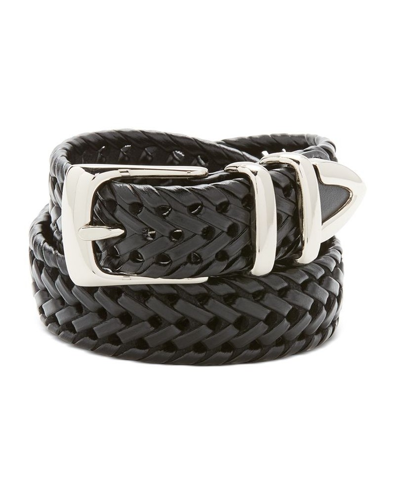 Men's Leather Big and Tall Braided Belt BLACK $16.95 Belts