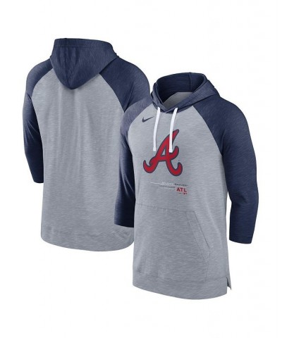 Men's Heather Gray, Heather Navy Atlanta Braves Baseball Raglan 3/4 Sleeve Pullover Hoodie $30.75 Sweatshirt