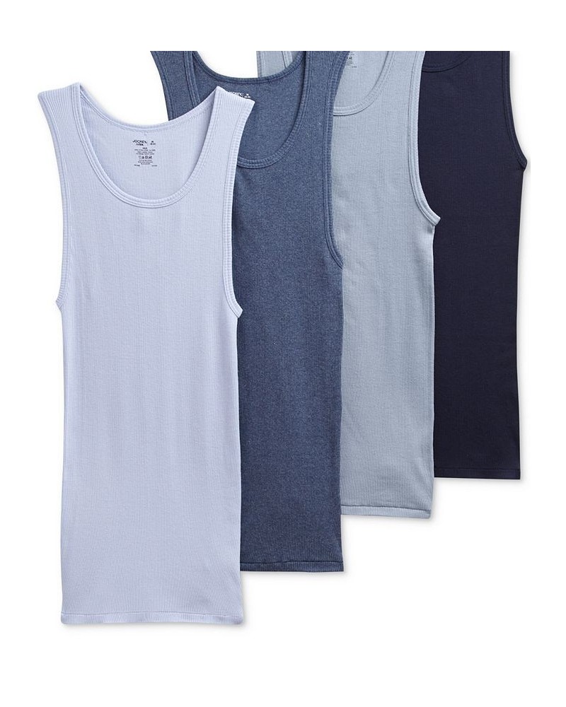 Men's Cotton A-shirt Tank Top, Pack of 4 Brown $11.97 Undershirt