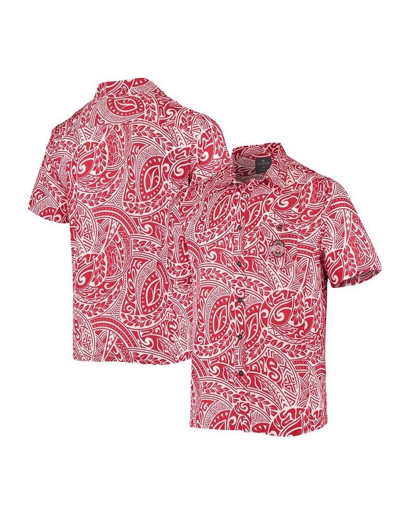 Men's Scarlet Ohio State Buckeyes Make Like A Tree Camp Button-Up Shirt $33.05 Shirts