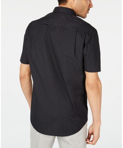 Men's Micro Dot Print Stretch Cotton Shirt Black $13.11 Shirts