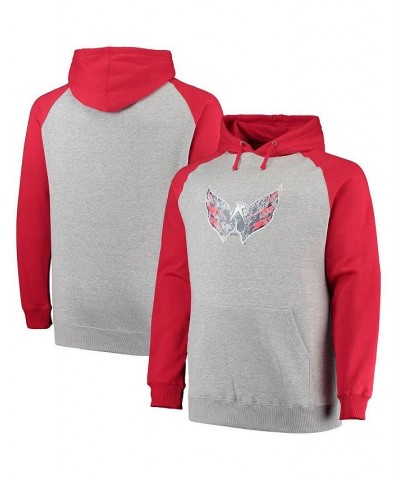 Men's Branded Heathered Gray, Red Washington Capitals Big and Tall Raglan Pullover Hoodie $31.05 Sweatshirt