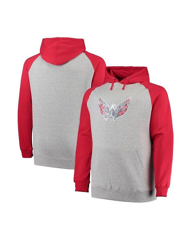 Men's Branded Heathered Gray, Red Washington Capitals Big and Tall Raglan Pullover Hoodie $31.05 Sweatshirt