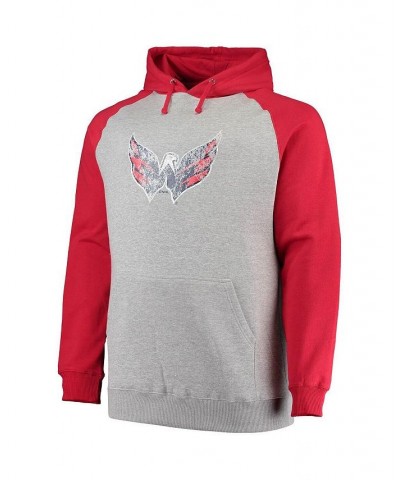 Men's Branded Heathered Gray, Red Washington Capitals Big and Tall Raglan Pullover Hoodie $31.05 Sweatshirt