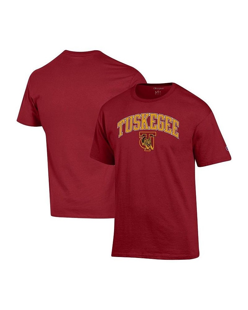 Men's Crimson Tuskegee Golden Tigers Arch Over Logo T-shirt $15.59 T-Shirts