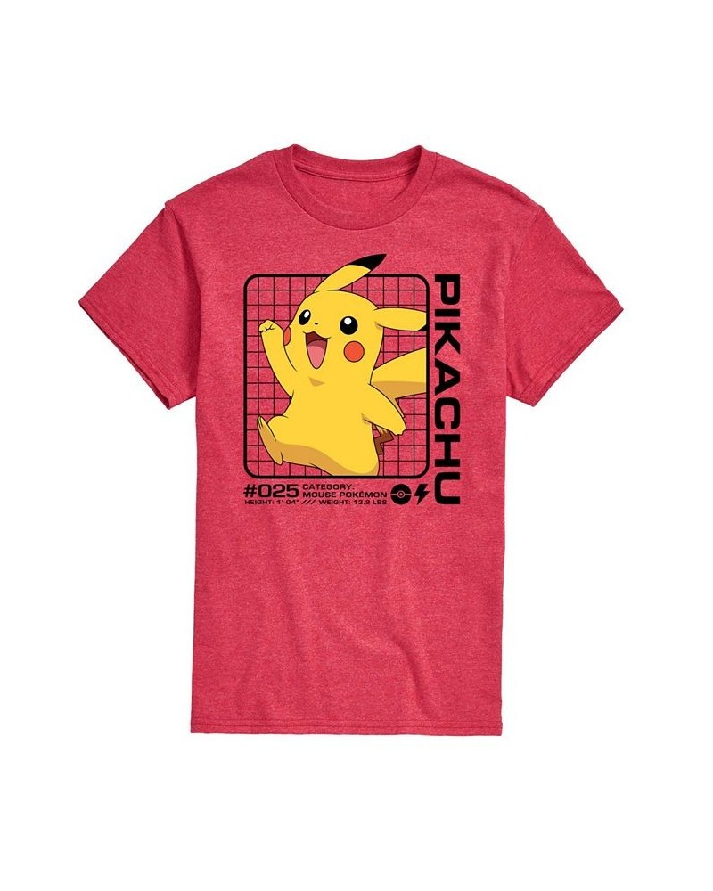 Men's Pokemon Pikachu Grid T-shirt Red $17.50 T-Shirts