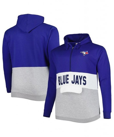 Men's Royal, White Toronto Blue Jays Big and Tall Fleece Half-Zip Hoodie $40.00 Sweatshirt