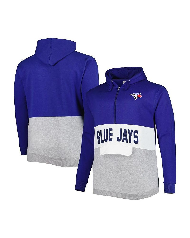 Men's Royal, White Toronto Blue Jays Big and Tall Fleece Half-Zip Hoodie $40.00 Sweatshirt