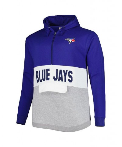 Men's Royal, White Toronto Blue Jays Big and Tall Fleece Half-Zip Hoodie $40.00 Sweatshirt