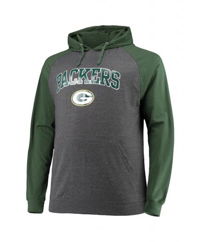 Men's Branded Green and Heathered Charcoal Green Bay Packers Big and Tall Lightweight Raglan Pullover Hoodie $32.39 Sweatshirt