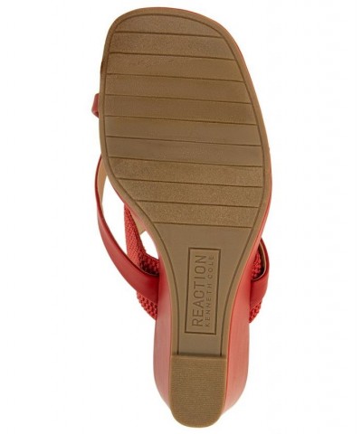 Women's Morhaa Cross Wedge Sandals Red $36.49 Shoes