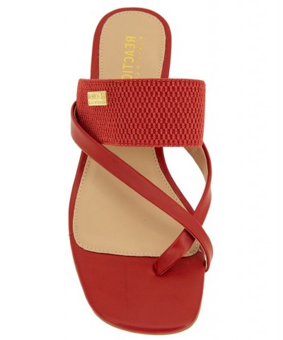 Women's Morhaa Cross Wedge Sandals Red $36.49 Shoes