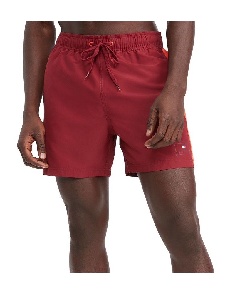 Men's Side Stripe Drawstring 5" Swim Trunks Red $26.02 Swimsuits