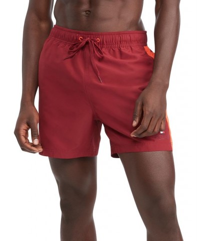 Men's Side Stripe Drawstring 5" Swim Trunks Red $26.02 Swimsuits