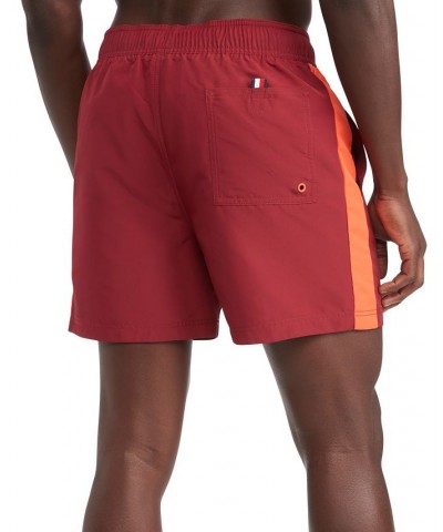 Men's Side Stripe Drawstring 5" Swim Trunks Red $26.02 Swimsuits