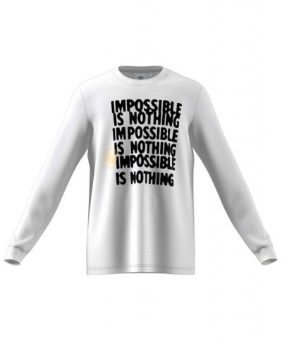 Men's Impossible Crewneck Long-Sleeve Graphic T-Shirt White $22.00 T-Shirts